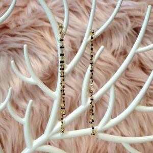 14k Yellow Gold Mirror Chain Earrings "585 Italy"